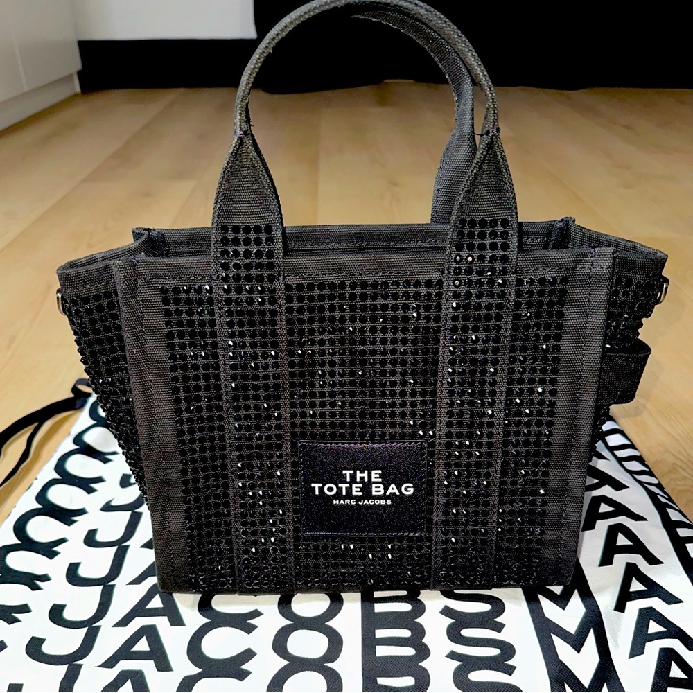 Marc Jacobs Black Crystal Canvas Small Tote Bag - NWOT -